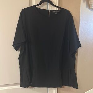 Eloquii Black Boxy Pleated Blouse